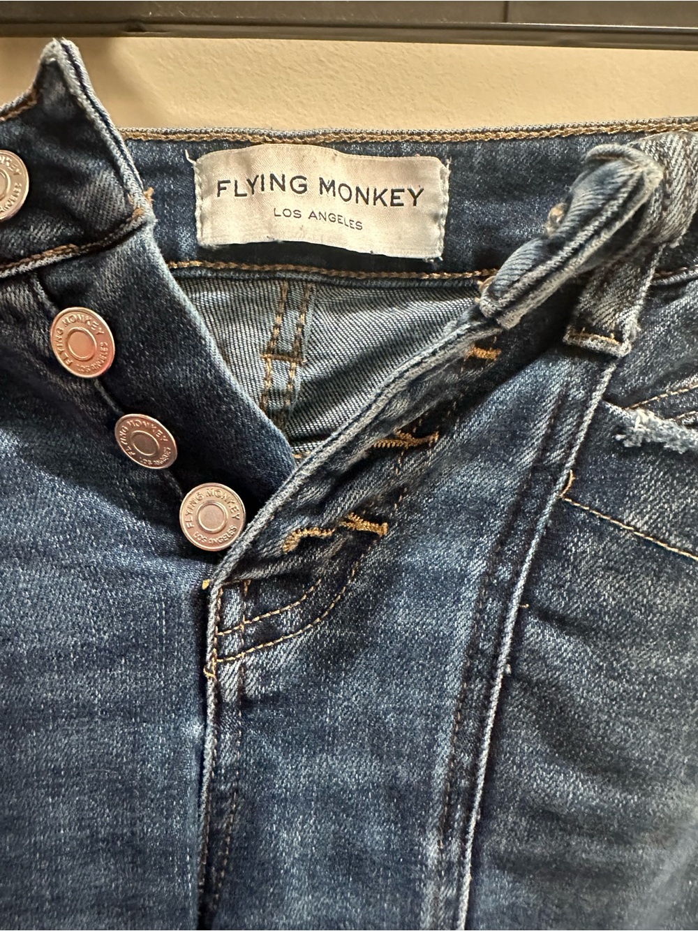 Flying Monkey Women's Indigo High-Rise Button-Fly Jeans